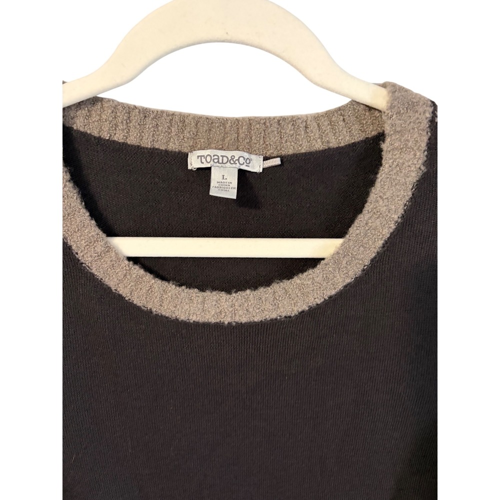 TOAD&CO Boucle Mixed Styles Sweater Dress‎ Black Tan Textured Knit Size L - Picture 3 of 4